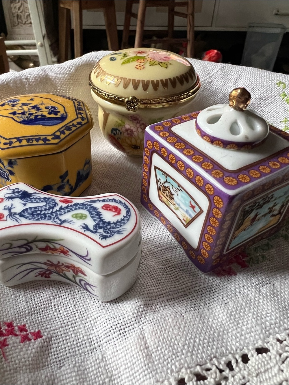 Assorted Del Prado Decor Porcelain Trinket Boxes - (4) No. 2, 44, 29, & 12